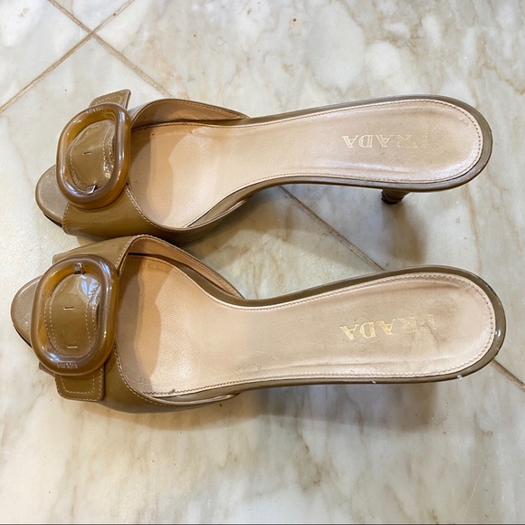 Prada Italy open toe sandal heels slip on shoes 41 - Picture 3 of 12